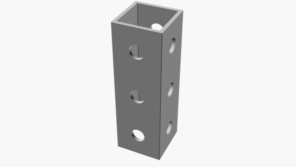 3 hole frame - often useful to create spurs, mount points, and clevis fasteners , smallest of the frames with center holes